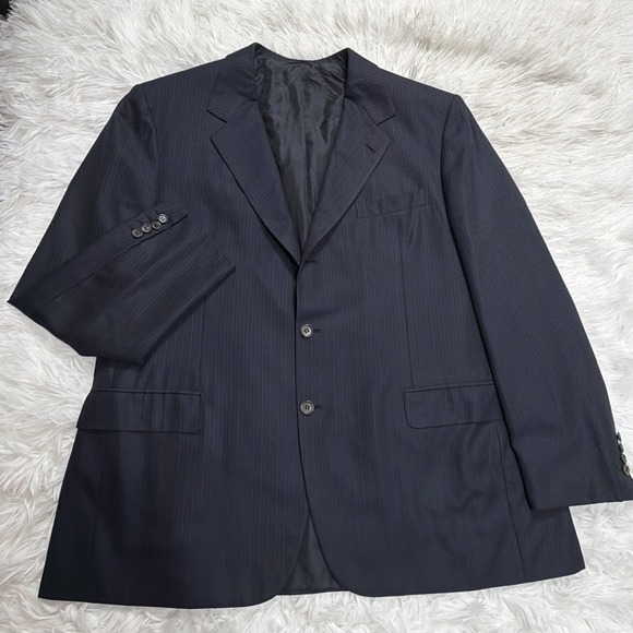 BRIONI Made In Italy Sport Coat Blazer Jacket Men's Size 48 Navy Blue Pinstripe